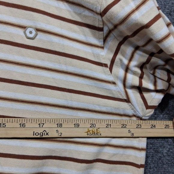 Southpole Polo Y2K Shirt Mens XL Tan Brown White Striped Pique‎ Hip Hop - Picture 9 of 12
